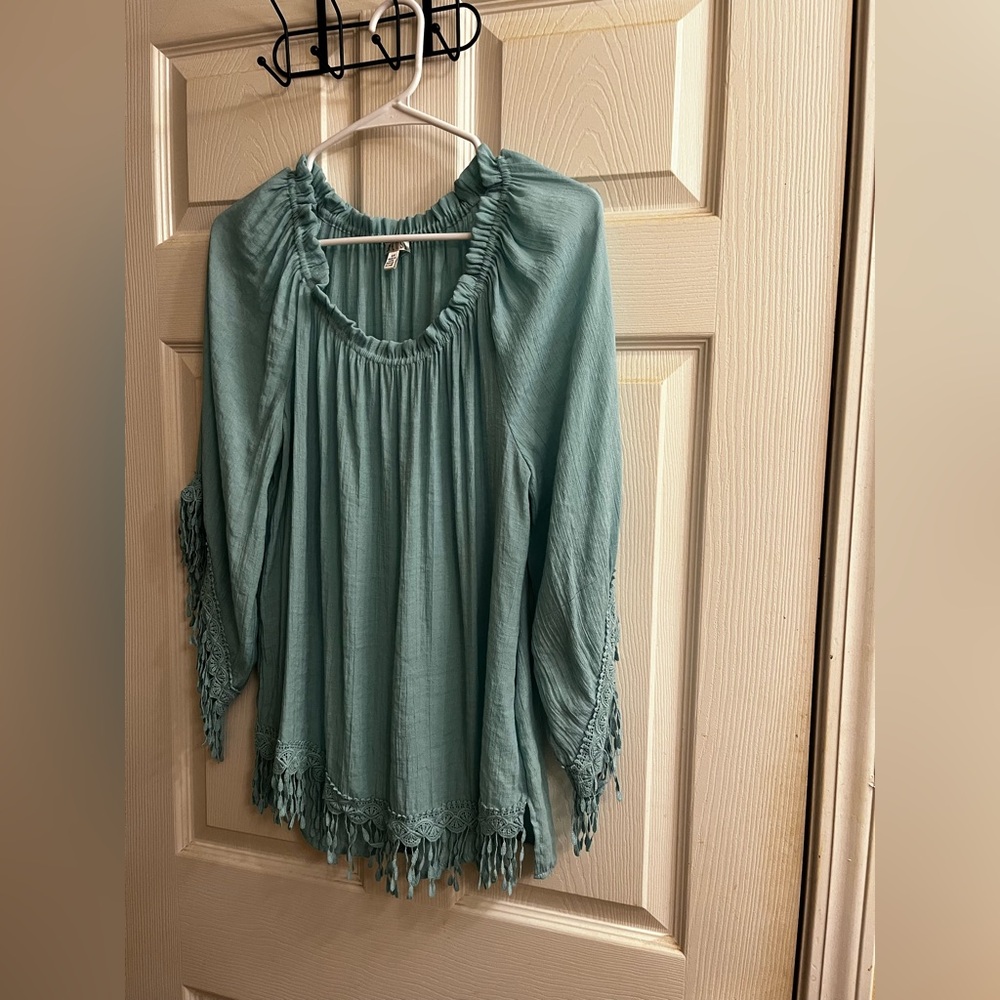 SPENCE~ Teal Women's Top~Fringe Details~S-P - Picture 8 of 9